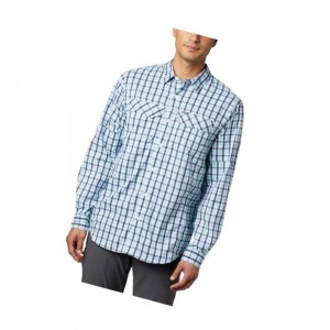 Koszule Columbia Silver Ridge Lite Plaid Long Sleeve Męskie Granatowe | 82MSGKREN