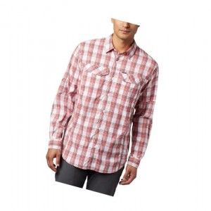 Koszule Columbia Silver Ridge Lite Plaid Long Sleeve Męskie Niebieskie Czerwone | 82MFSQKHW