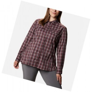 Koszule Columbia Silver Ridge Lite Plaid Long Sleeve Plus Size Damskie Bordowe | 75GQAWRLY