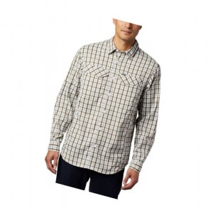 Koszule Columbia Silver Ridge Lite Plaid Long Sleeve Męskie Oliwkowe | 24TEUSBNG