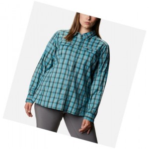 Koszule Columbia Silver Ridge Lite Plaid Long Sleeve Plus Size Damskie Niebieskie | 19DVPZIGY