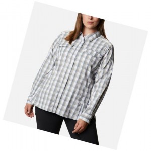 Koszule Columbia Silver Ridge Lite Plaid Long Sleeve Plus Size Damskie Białe | 92BIWHKCZ