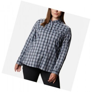 Koszule Columbia Silver Ridge Lite Plaid Long Sleeve Plus Size Damskie Szare | 04ARBPZEV