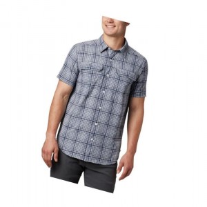 Koszule Columbia Silver Ridge Short Sleeve Seersucker Męskie Granatowe | 32XLSEOQR