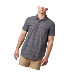 Koszule Columbia Silver Ridge Short Sleeve Seersucker Męskie Ciemny Szare | 19CHSWDBK