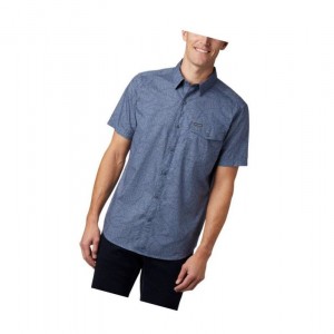 Koszule Columbia Summer Chill Short Sleeve Męskie Niebieskie | 03AGZWDFQ