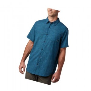 Koszule Columbia Under Exposure Yarn-Dye Short Sleeve Męskie Granatowe | 56UQWXNEV