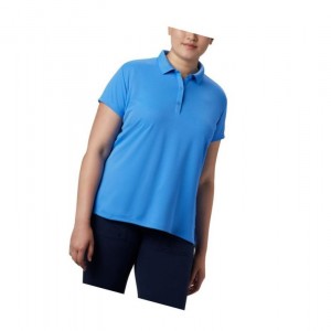 Koszulki Polo Columbia PFG Innisfree Short Sleeve Plus Size Damskie Niebieskie | 38ZNMEIRV