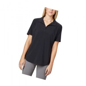 Koszulki Polo Columbia Place To Place Short Sleeve Sun Damskie Czarne | 90SACPRYU