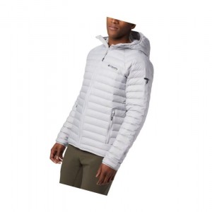 Kurtki Columbia Alpha Trail Hooded Down Męskie Szare | 64ACEHPRX