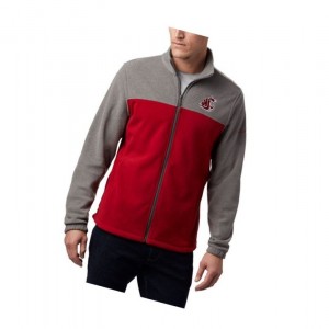 Kurtki Columbia Collegiate Flanker III Fleece - Washington State Męskie Szare Czerwone | 57MWSPLZX