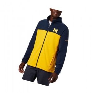 Kurtki Columbia Collegiate Flanker III Fleece - Michigan Męskie Granatowe Żółte | 37RJLZUCY