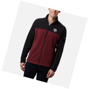 Kurtki Columbia Collegiate Flanker III Fleece - Texas A&M Męskie Czarne Jasny Bordowe | 01RLBEOWG