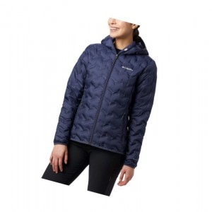 Kurtki Columbia Delta Ridge Down Hooded Damskie Granatowe | 80KEJIYLN