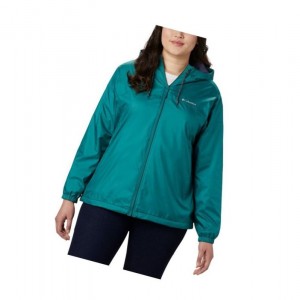 Kurtki Columbia Flash Forward Lined Windbreaker Plus Size Damskie Głęboka Zielone Granatowe | 93ABJTZEM