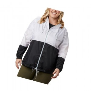 Kurtki Columbia Flash Forward Windbreaker Plus Size Damskie Białe Czarne | 69JESVZHR