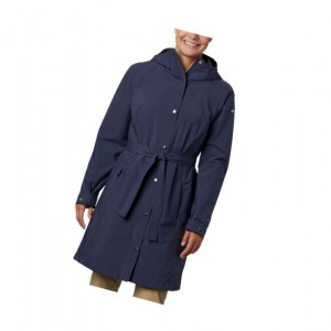 Kurtki Columbia Here And There Long Trench Damskie Granatowe | 18YBUTSRG