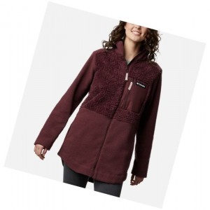 Kurtki Columbia Lodge Sherpa Full Zip Fleece Damskie Bordowe | 85NFOGKZU