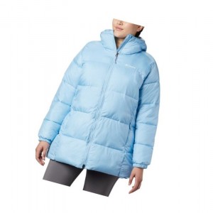 Kurtki Columbia Puffect Mid Hooded Damskie Niebieskie | 43WSNGFKJ