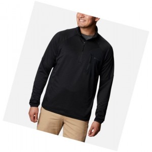 Kurtki Columbia Single Canyon Half Zip Fleece Męskie Czarne | 65UGJXSPV