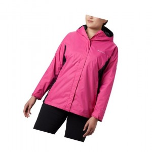 Kurtki Columbia Tested Tough in Pink Rain II Plus Size Damskie Różowe Czarne | 78EYOCXPD