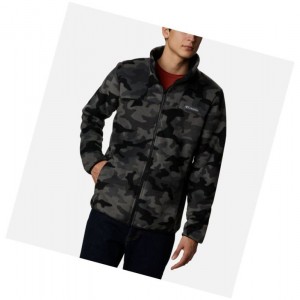 Kurtki Columbia Winter Pass Full Zip Fleece Męskie Czarne Camo | 81ISKDHGT