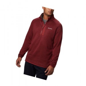 Pulower Columbia Canyon Point Half-Zip Fleece Męskie Czerwone | 01IORHUVY