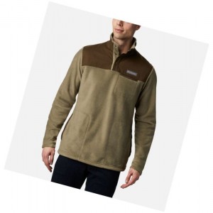 Pulower Columbia Cottonwood Park Half Snap Fleece Męskie Szare Zielone Oliwkowe | 80MNDBOIY