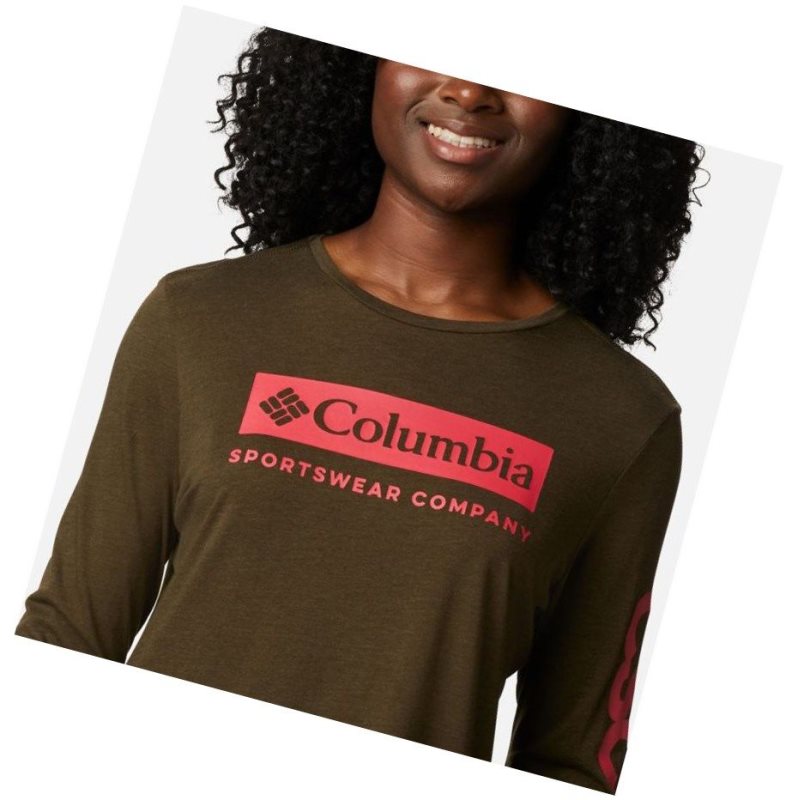 Bluza Columbia Autumn Trek Long Sleeve Relaxed Damskie Oliwkowe | 23XKAZPBE