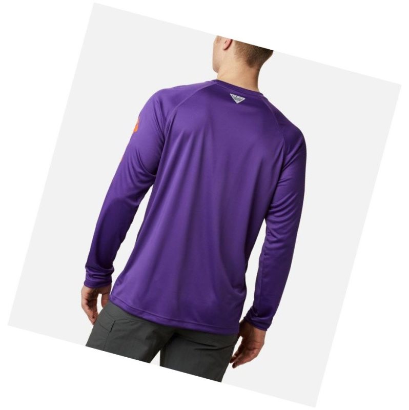 Bluza Columbia Collegiate PFG Terminal Tackle Long Sleeve - Clemson Męskie Fioletowe Pomarańczowe | 71TWBPUDX