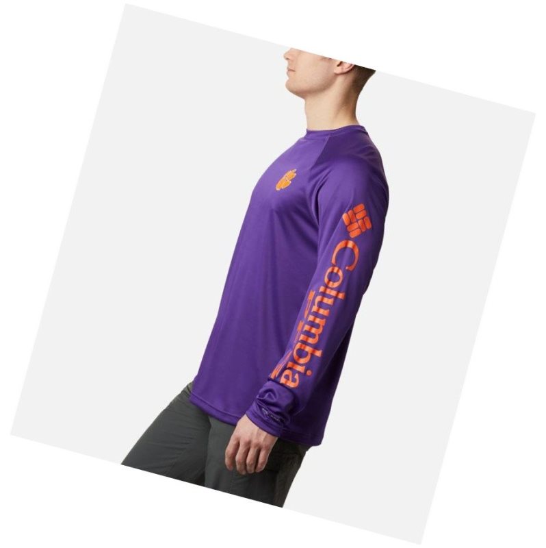 Bluza Columbia Collegiate PFG Terminal Tackle Long Sleeve - Clemson Męskie Fioletowe Pomarańczowe | 71TWBPUDX