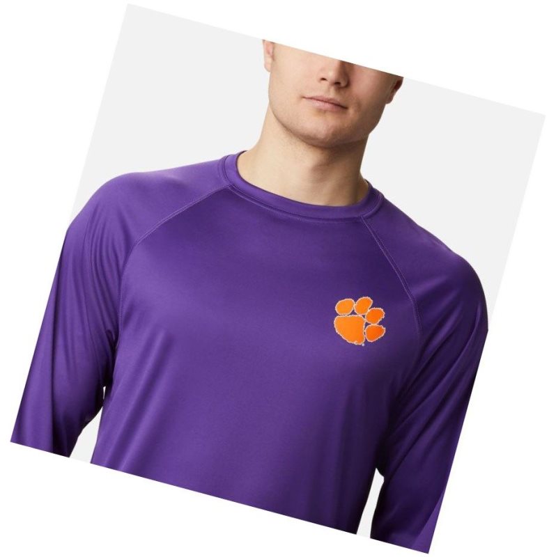 Bluza Columbia Collegiate PFG Terminal Tackle Long Sleeve - Clemson Męskie Fioletowe Pomarańczowe | 71TWBPUDX