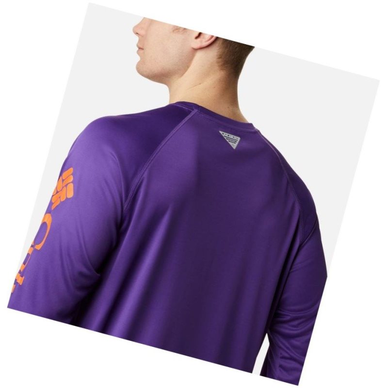 Bluza Columbia Collegiate PFG Terminal Tackle Long Sleeve - Clemson Męskie Fioletowe Pomarańczowe | 71TWBPUDX