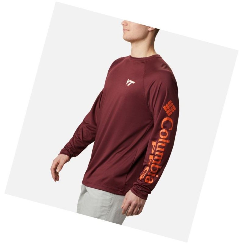 Bluza Columbia Collegiate PFG Terminal Tackle Long Sleeve - Virginia Tech Męskie Jasny Bordowe Brązowe Pomarańczowe | 54LBAGFXJ