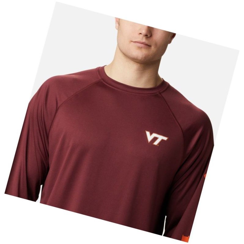 Bluza Columbia Collegiate PFG Terminal Tackle Long Sleeve - Virginia Tech Męskie Jasny Bordowe Brązowe Pomarańczowe | 54LBAGFXJ