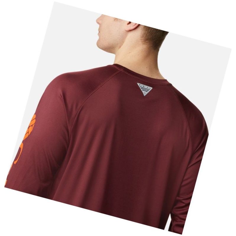 Bluza Columbia Collegiate PFG Terminal Tackle Long Sleeve - Virginia Tech Męskie Jasny Bordowe Brązowe Pomarańczowe | 54LBAGFXJ