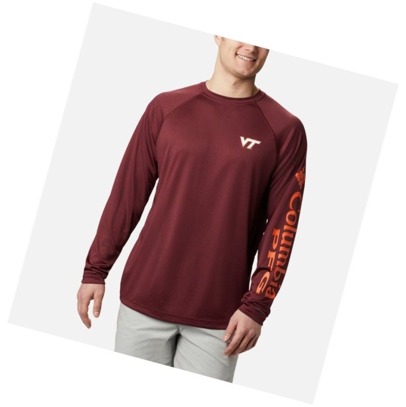 Bluza Columbia Collegiate PFG Terminal Tackle Long Sleeve - Virginia Tech Męskie Jasny Bordowe Brązowe Pomarańczowe | 54LBAGFXJ