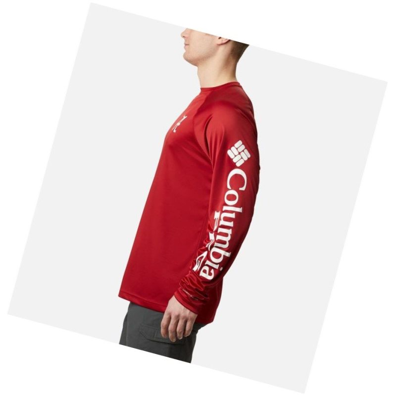 Bluza Columbia Collegiate PFG Terminal Tackle Long Sleeve - Alabama Męskie Czerwone Białe | 93NRZVMBW