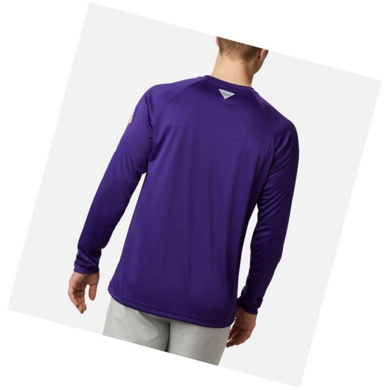 Bluza Columbia Collegiate PFG Terminal Tackle Long Sleeve - Washington Męskie Fioletowe Brązowe | 18UMBJFYD