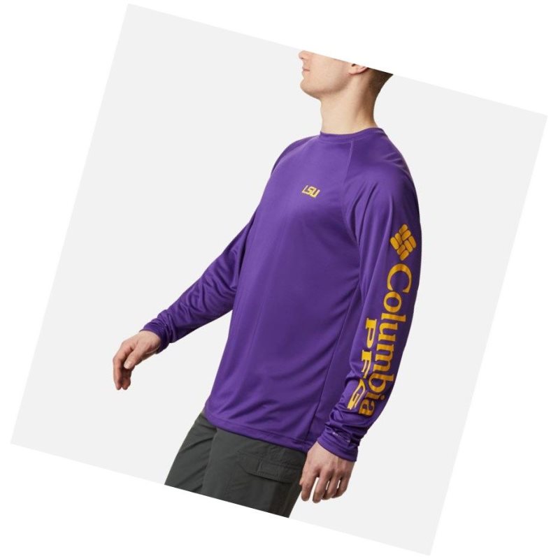 Bluza Columbia Collegiate PFG Terminal Tackle Long Sleeve - LSU Męskie Fioletowe Żółte | 16BTDWRNZ