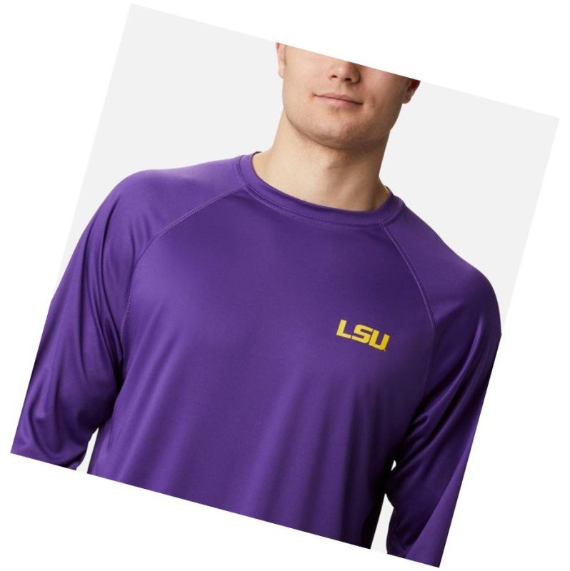 Bluza Columbia Collegiate PFG Terminal Tackle Long Sleeve - LSU Męskie Fioletowe Żółte | 16BTDWRNZ