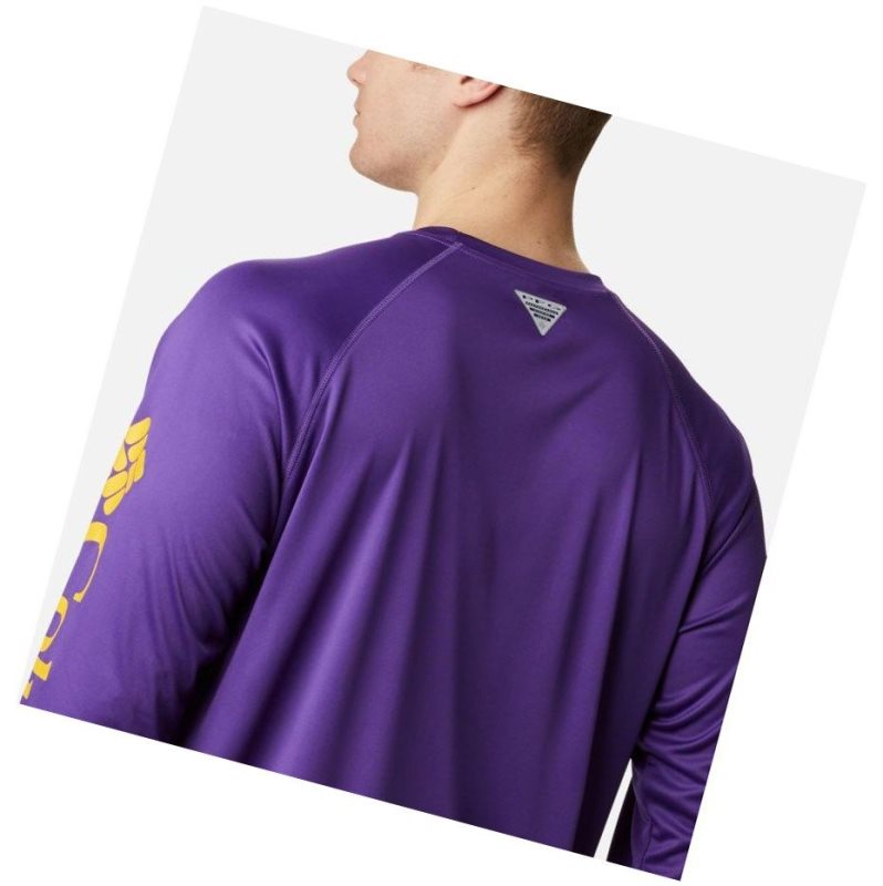 Bluza Columbia Collegiate PFG Terminal Tackle Long Sleeve - LSU Męskie Fioletowe Żółte | 16BTDWRNZ