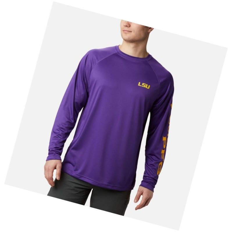 Bluza Columbia Collegiate PFG Terminal Tackle Long Sleeve - LSU Męskie Fioletowe Żółte | 16BTDWRNZ