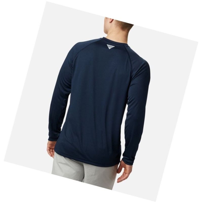 Bluza Columbia Collegiate PFG Terminal Tackle Long Sleeve - Auburn Męskie Granatowe Pomarańczowe | 09MVTIYCL