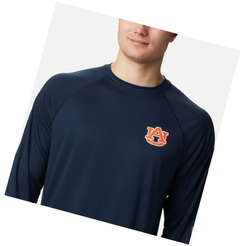 Bluza Columbia Collegiate PFG Terminal Tackle Long Sleeve - Auburn Męskie Granatowe Pomarańczowe | 09MVTIYCL