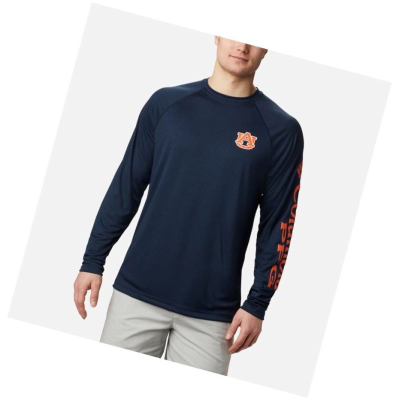 Bluza Columbia Collegiate PFG Terminal Tackle Long Sleeve - Auburn Męskie Granatowe Pomarańczowe | 09MVTIYCL