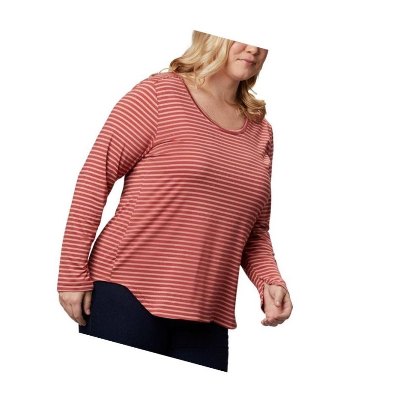 Bluza Columbia Firwood Camp Long Sleeve Plus Size Damskie Czerwone | 86BIOCHMS