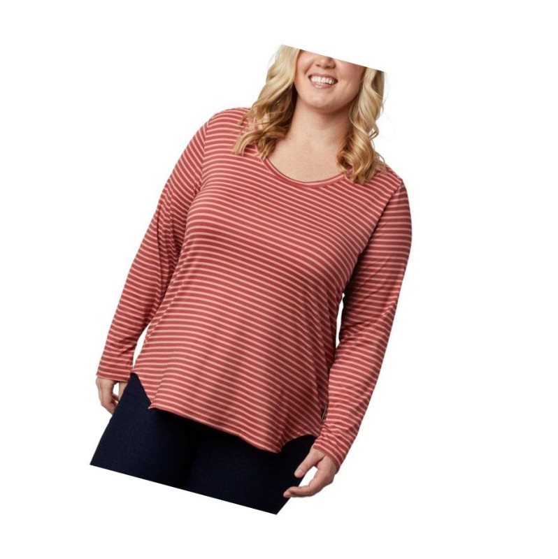 Bluza Columbia Firwood Camp Long Sleeve Plus Size Damskie Czerwone | 86BIOCHMS