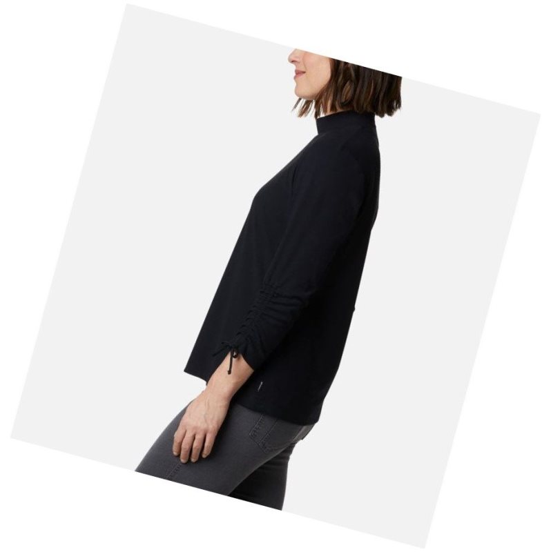 Bluza Columbia Firwood Ribbed Knit Three-Quarter Sleeve Damskie Czarne | 40NRGJSIK