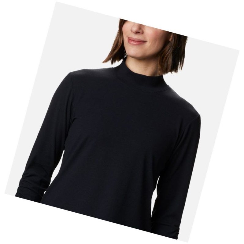 Bluza Columbia Firwood Ribbed Knit Three-Quarter Sleeve Damskie Czarne | 40NRGJSIK